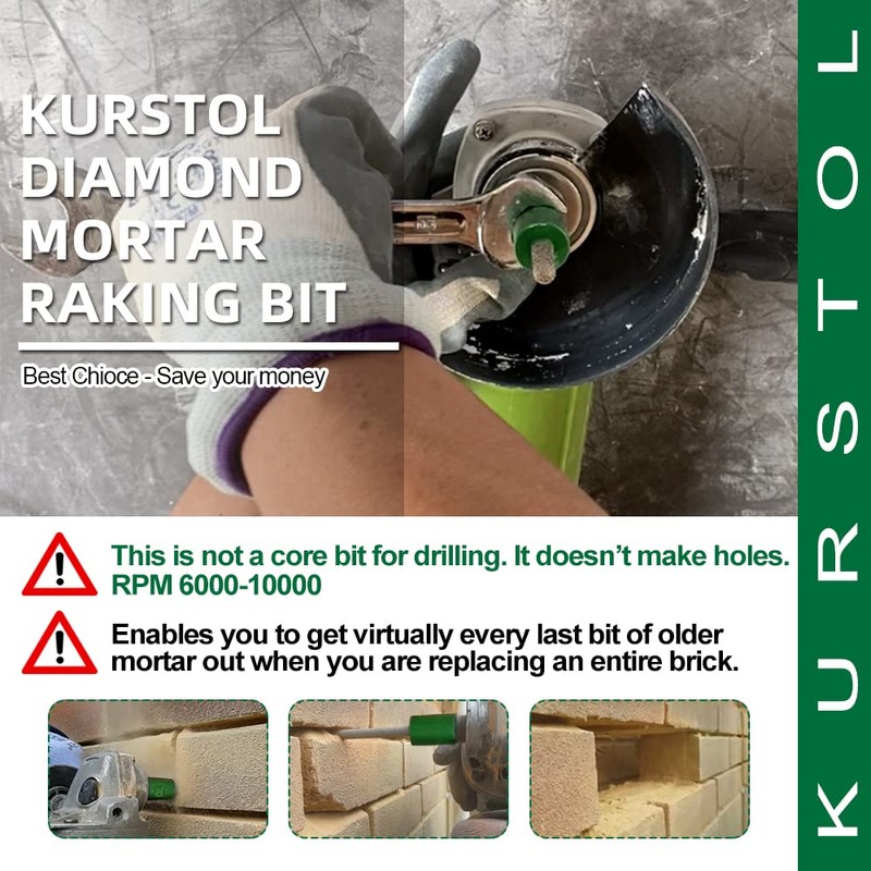KURSTOL Diamond Mortar Raking Bit - 8mm x 100mm with