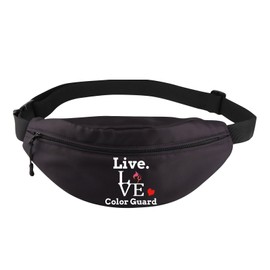 JYTAPP Live Love Color Guard Waist Pack Bag Flag Girl Sport Dance Marching Band Accessories Bag Color Guard Senior Grad Gift (Black)