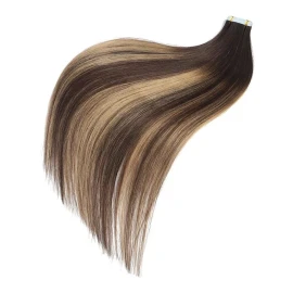 Rinboool Extensiones Cabello 40gr 14in Ombre Marrón Oscuro Enraizado