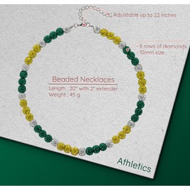 SUPBOMM Baseball Ice Necklace, Bling Beaded Necklaces, Drip Chain, League Team Colors Gifts for Men, Athletics