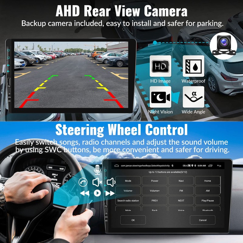 UNITOPSCI 9 Inch Double Din Android Car Stereo with Wireless