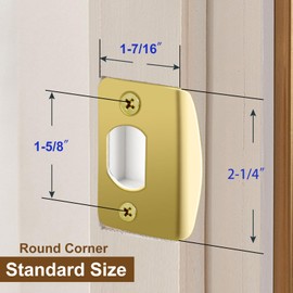 MOSECYOU Standard Strike Plates with Repair Kits, Door Latch Restorer Striker with Sub-Plates and Wood Dowels, Fix Aged Strike Opening (Gold, 1 Pack)