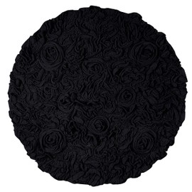 Home Weavers Bell Flower Collection 30" Round 100% Cotton Tufted Bath Rugs, Extra Soft and Absorbent Bath Rugs, Non-Slip Bath Mats, Machine Washable, Bathroom Bath Mats for Floor, Black