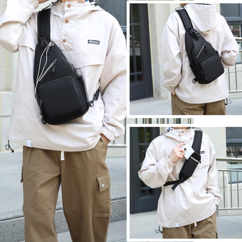 RAINSMORE Mochila Cruzada para Hombre Bolsas al Hombro Impermeable Bolso