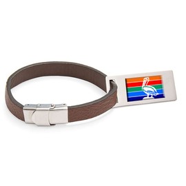 St. Pete Flag Leather Luggage Tag Steel Engraved Text