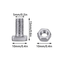 M5 Nuts and Bolts, Greenhouse Screws and Nut Sets, Hex Nuts and Square Head Screws for Installing and Fixing Greenhouse, Household, Machine Appliances (50