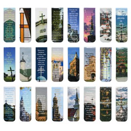 VANRA 48 Pieces Bible Verse Magnetic Bookmarks with Full Scripture Christian Inspirational Bookmark Clips with Bible Verses Magnet Page Markers for Kids Women Students Reading (Church)