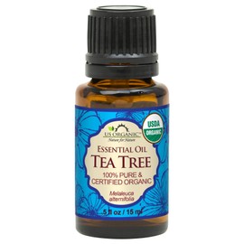 US Organic 100% Pure Tea Tree Essential Oil, Steam Distilled, USDA Certified Organic, for Hair, Skin, Scalp, Foot, Toenails, and More. Sourced from South Africa, Undiluted, Non-GMO (15 ml)