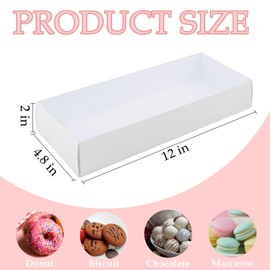 KGVZPT 50 Pcs Long Bakery Boxes 12x4.8x2 Clear Chocolate Covered Strawberry Boxes,Cookie Boxes with Window White Treat boxes Dessert Boxes Macaron Boxes for Christmas Valentine's