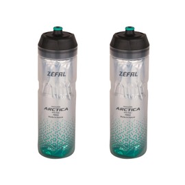 ZEFAL Pack Arctica 75 - Double Pack Bicycle Bottles 750 ml - Isothermal Bicycle Bottle - Odourless and Waterproof - BPA-Free Sports Bottle, Silver/Caribbean Green