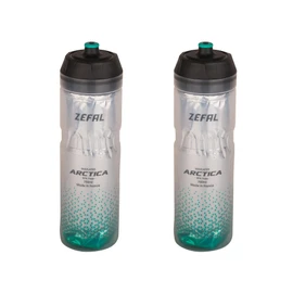 ZEFAL Pack Arctica 75 - Double Pack Bicycle Bottles 750 ml - Isothermal Bicycle Bottle - Odourless and Waterproof - BPA-Free Sports Bottle, Silver/Caribbean Green