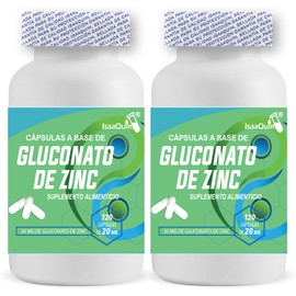 DUO de Gluconato de Zinc 120 capsulas 20 mg c/u