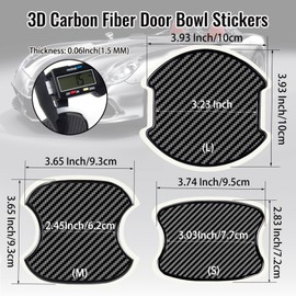 Worcas TPU Carbon Fiber Like Car Door Handle Cup Protective Sticker Auto Door Paint Guard Car Door Cup Scratch Protection Films Universal Door Handle Cups Protective Pad (S-4PCS)