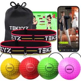 TEKXYZ® Reflex Ball Family Pack with Counter App | Online Community for Boxing Ball, Ideal for Coordination, Punching, Stress Relief, Home Workouts & Fitness | Stocking Stuffer Gift for All Ages