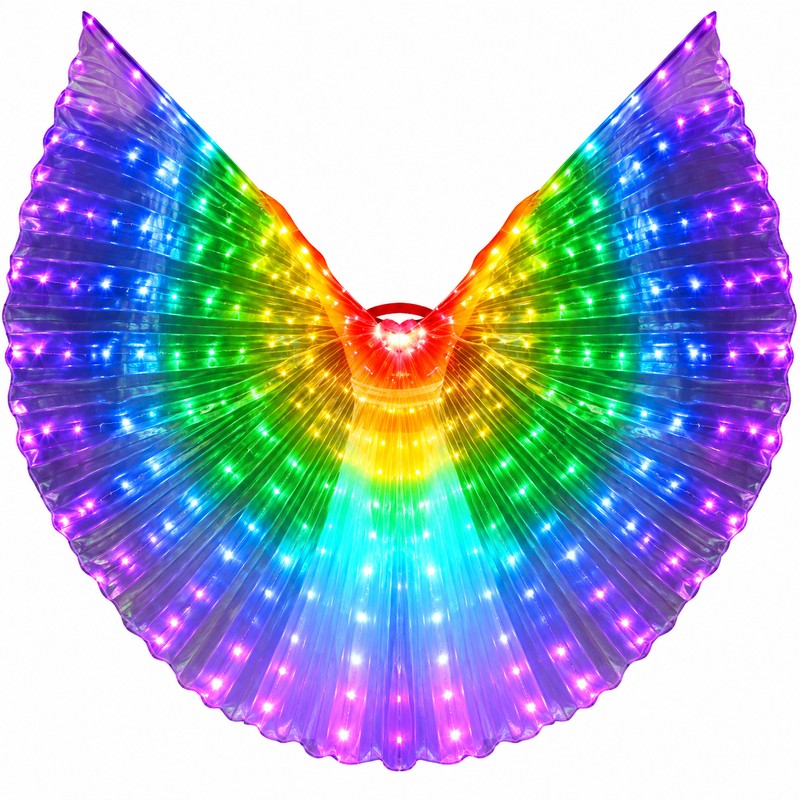 Rainbow LED Light-Up Butterfly Wings Costume, Illuminated Dance Wings for