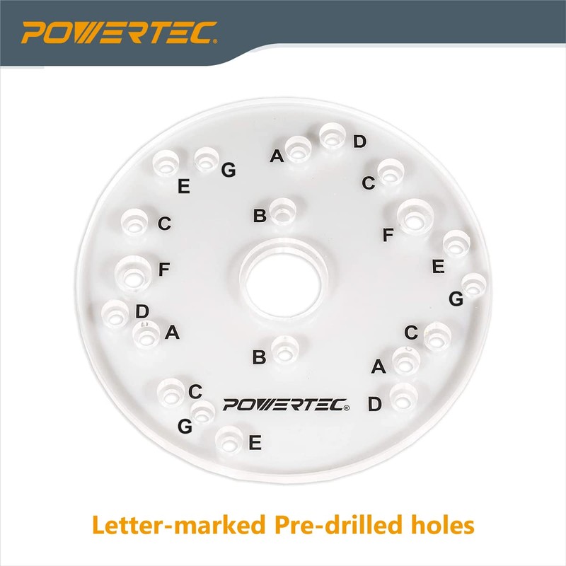POWERTEC Router Base Plate Clear Acrylic 6-1/2" & 5/16" Thick
