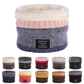 Winter Knitted Neck Gaiter,Men Women Neck Warmer Windproof Ski Face Scarf for Cold Weather Outdoor Sports-Light Pink