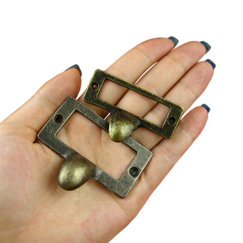 dophee 6-Pack Antique Brass Label Frame Card Holder Drawer Box