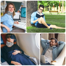 ONTYZZ Neck Pillow Inflatable Travel Pillow Soft Ultralight Full 360° Neck Pillow for Aeroplane Train Car Camping Home Neck Support Pillow