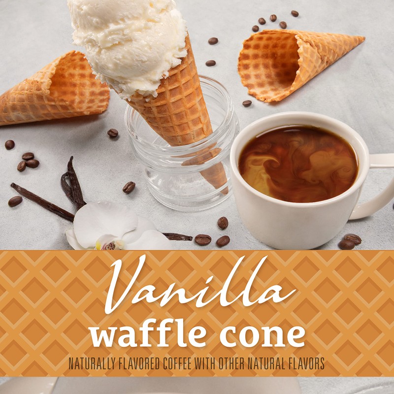 Community Coffee Vanilla Waffle Cone, Ice Cream Flavored Ground Coffee,