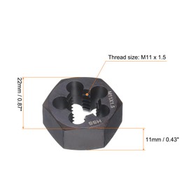 sourcing map Hex Threading Die M11 x 1.5 Metric Thread Right Hand High Speed Steel Rethreading Fixed Die Screw Cutting Tapping Repair Tool