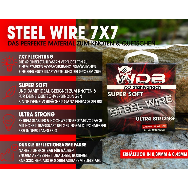 Wild Devil Baits Steel Wire 7 x 7 Steel Leader