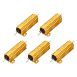 QUARKZMAN 5 Stück 50W 2 Ohm 5% Aluminiumgehäuse Widerstand, Drahtwiderstände Schraubanschluss Chassis montiert, Gold