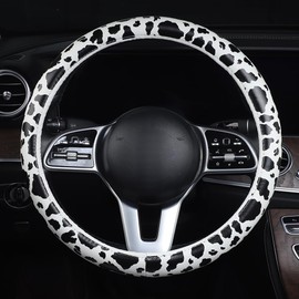 Auto Car Steering Wheel Cover Cow Microfiber Leather Breathable Anti-Slip for Men Women Cow Car Accessories