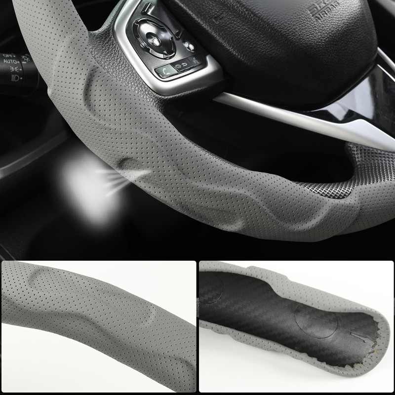 West Llama 3PCS Leather Auto Steering Wheel Cover, Snap on