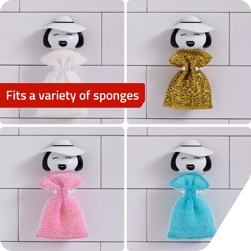 Peleg Design Mrs. Sponge キッチンスポンジホルダー - プラスチックディッシュスポンジホルダー キッチンシンク用 あらゆる種類のスポンジを乾燥 -