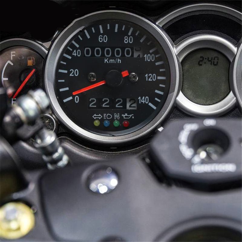 Cafe Racer Custom Motorcycle Mechanical Speedometer with LED Indicator Odometer