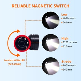 ARCHON DH10 Diving Headlamp Underwater Hand-Free Lighting Dive Light, 1200 Lumens Submarine Rechargeable Headlight with Wider Headband and Top Headband