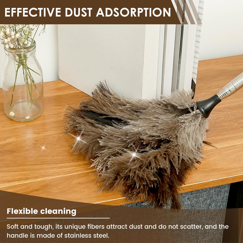 DJAPWPX Extendable Ostrich Feather Duster with Nonslip Handle, Retractable Feather