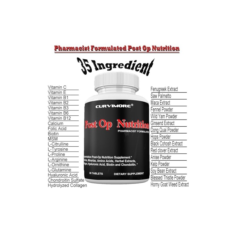 CURVIMORE Post OP Nutrition Pills Pre & Post Op Support.