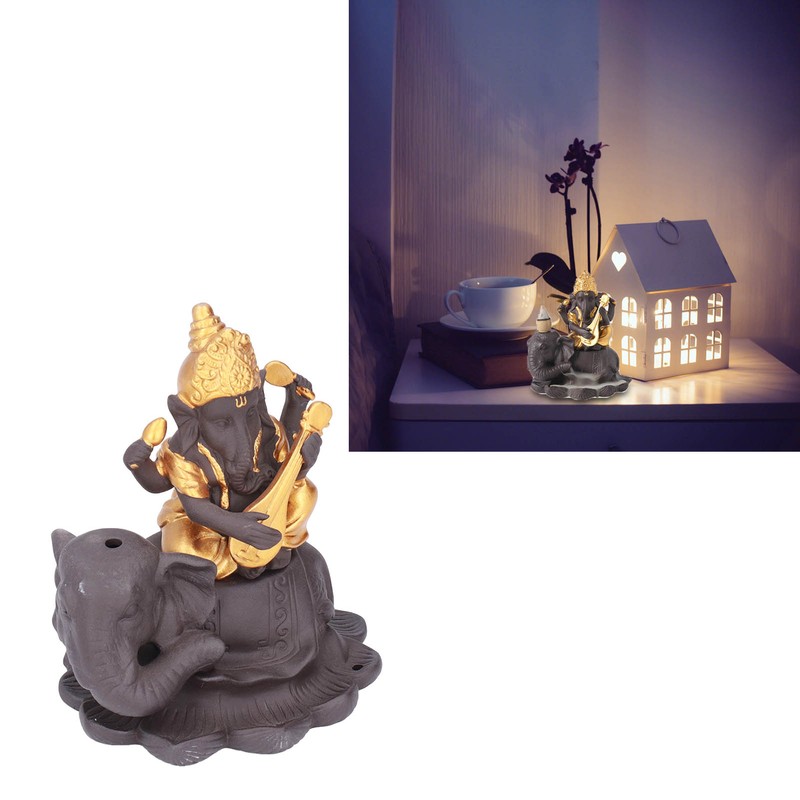 Backflow Incense Burner Pipa Elephant Purple Sands Gold Drawing Portable