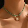 Zurlcdye Sun Necklace for Women Moon Pendant Boho Beaded Necklaces