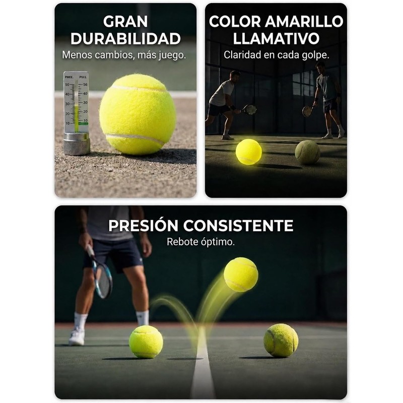 Genérico Pack de 4 Pelotas de Tenis - Pelotas de