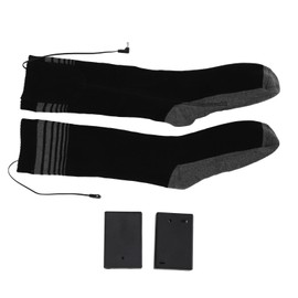 Heated Socks for Men Women Knitted Cotton Electric Thermal Socks Foot Warmer with Battery Box and Bottom Heating Pad for Winter Skiing Camping