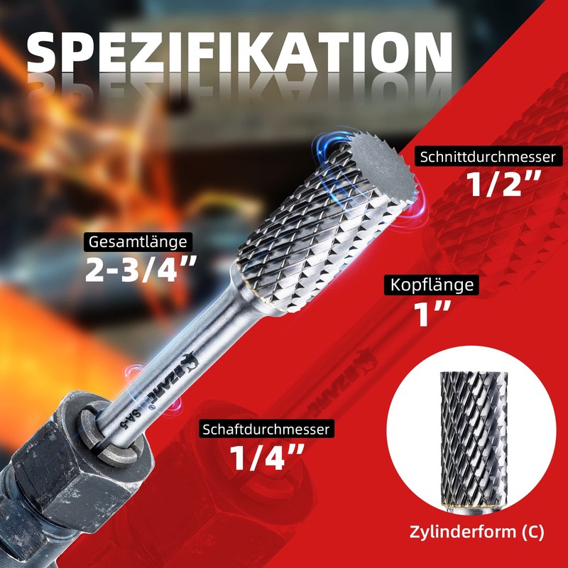 EZARC SA-5 Carbide Burrs with 1/4 Inch Shank - Double