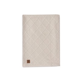 Jollein Babydecke Check Knit, Oatmeal - Teddy Fleece - 75x100cm - 60% Baumwolle, 40% Acryl, Innenseite 100% Polyester - Für Babywiege - 2.0 TOG - OEKO-TEX Zertifiziert - Strickmuster