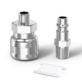 ERGAOBOY 1 Set Pneumatic Air Coupler and Plug Kit Couplings Connector, 1/4" BSP Male Thread Adapter 3 in 1 High Flow Industrial Fittings