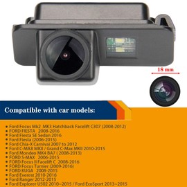 HD Waterproof Reversing Camera in Number Plate Light Parking Aid Camera Night Vision Parking Camera for Ford Fiesta ST Mondeo BA7/Focus MK2 MK3/Fiesta/S Max/KUGA/EcoSport Explorer (Model A = Clip