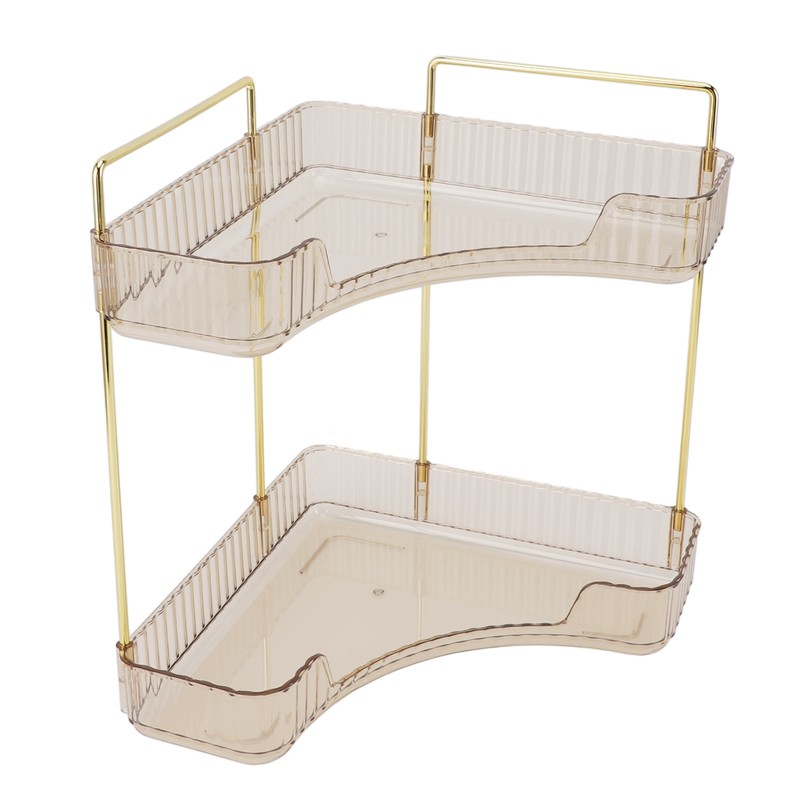 2 Tier Corner Bathroom Countertop Organizer Space Saving Easy Assembly