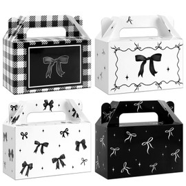 12Pcs Black Bow Treat Boxes Party Supplies Bow Party Favors Goodie Boxes Coquette Gift Boxes Bows Theme Treat Candy Box for Girls Birthday Bachelorette Engagement Baby Shower Black Party Decorations