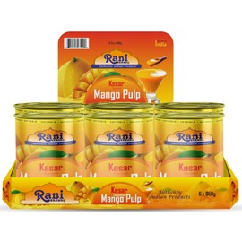 Rani Mango Pulp Puree (Makes Mango Lassi Shakes) Kesar Sweetened 30oz (1.875lbs) 850g Pack of 6 ~ Kosher | All Natural | NON-GMO | Vegan | No colors | Gluten Friendly | Indian Origin