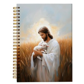 bitCNY Jesus and Lamb Christian Spiral Notebook, Jesus Religious Journal, Prayer Journal for Woman, Christian Gifts for Women Men, Bible Journaling Notebooks for Note Taking, 5.5x8.3 Inch