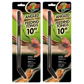 Zoo Med Angled Stainless Steel Feeding Tongs Ideal for Snakes 10 inches - 2 Pack