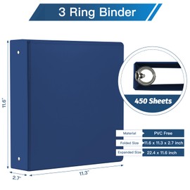 Premium 3 Ring Binder with 2 Interior Pockets, Heavy Duty Binders Holds US Letter Size 8.5'' x 11'' Paper - Versatile Binders for Office, Home, and School Use, 6 Pack (White) (2-inch Bright Colors)