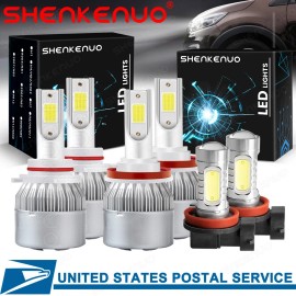SHENKENUO For Toyota Highlander 2014-2019 6x LED Headlight+Fog Light Bulbs Combo Kit White