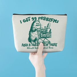 AOZHUO Funny Cat Makeup Bag Cute Cat Themed Gifts Cosmetic Bag Cat Lovers Gifts for Women Girls Cat Mom Best Friends Bestie Daughter Sisters Christmas Birthday Friendship Gifts Travel Toiletry Bag